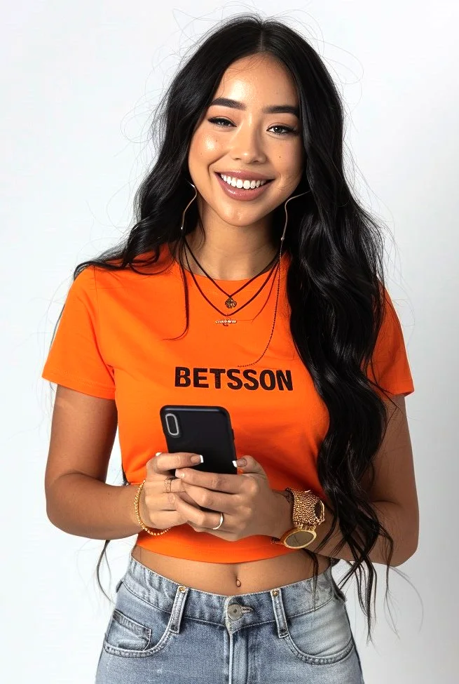 girl with the brand name on t-shirt